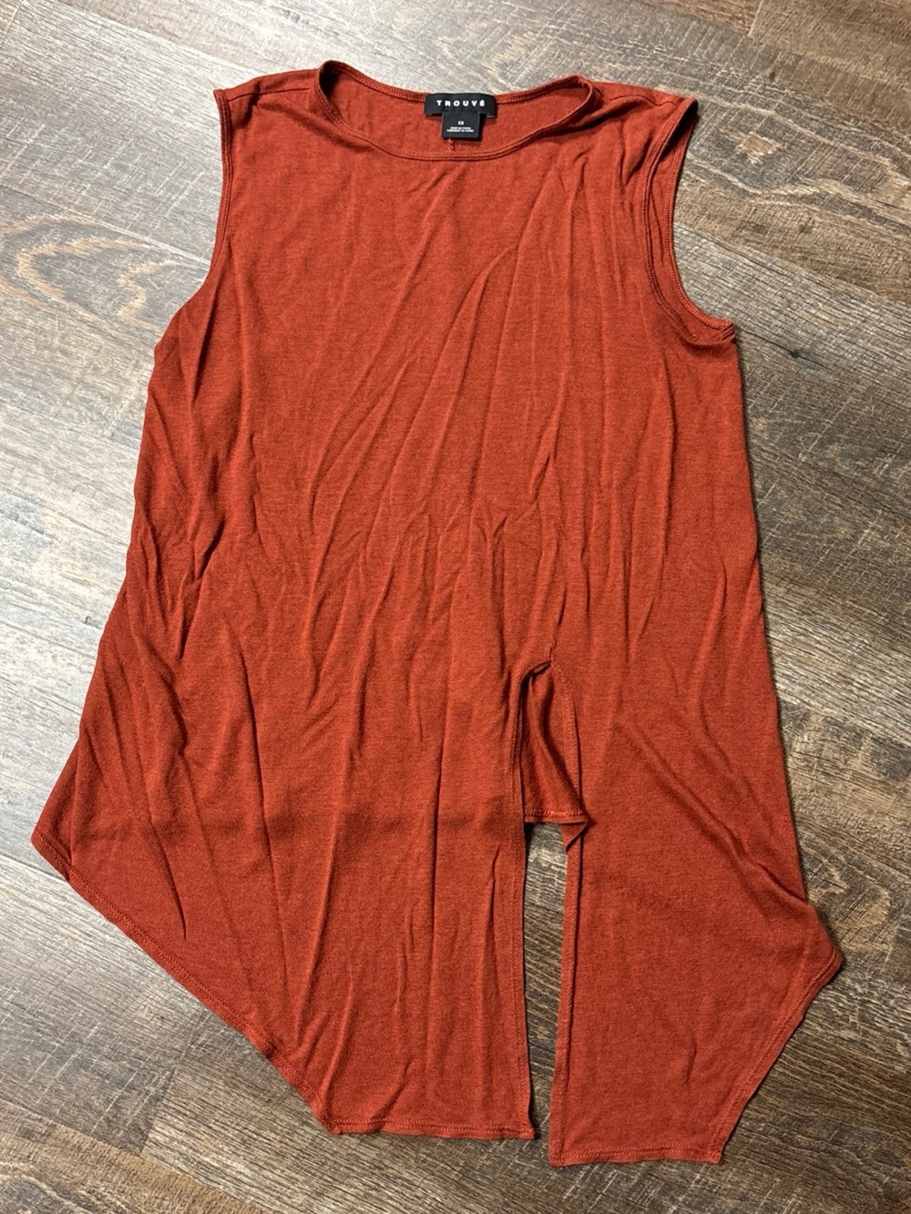 TROUVÉ Sleeveless Side-Tie Burnt Orange Drape Tank Top - Size XS
